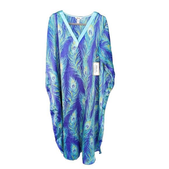 WILD Retro 70's style muu muu caftan kaftan. Mrs. Roper! Tiki Free Shipping! - Picture 2 of 6